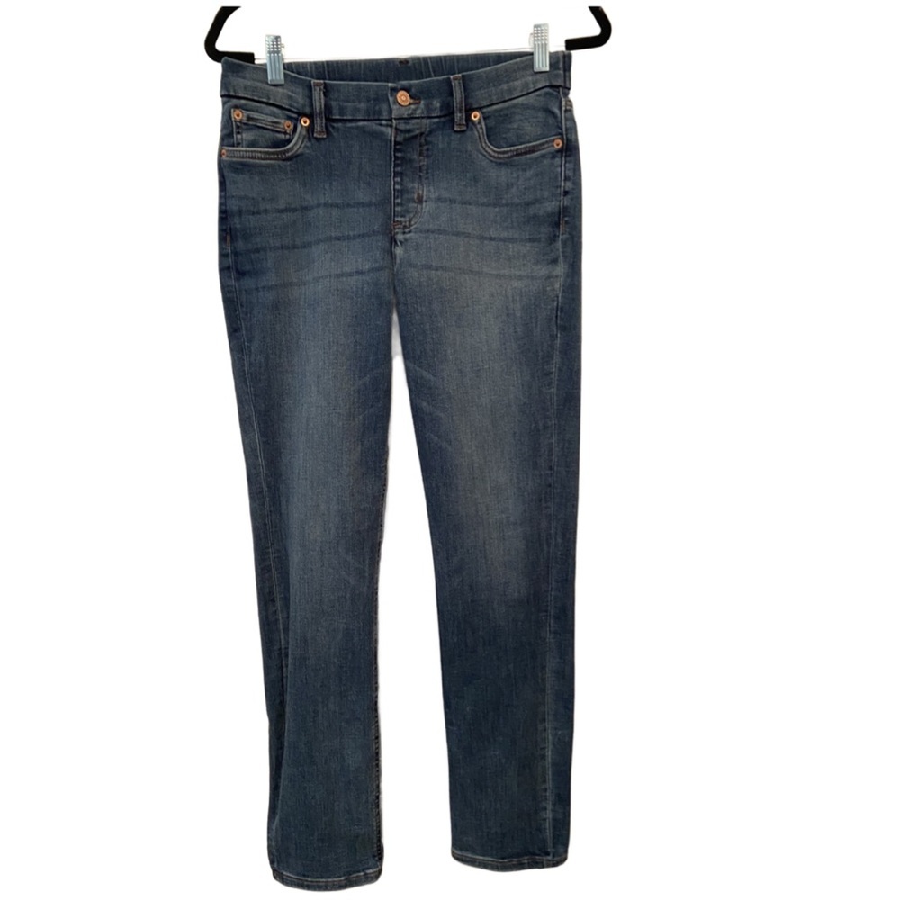 Denim & Co. Canyon Retreat Easy Stretch Pull On Slim Straight Leg Denim Jean 6